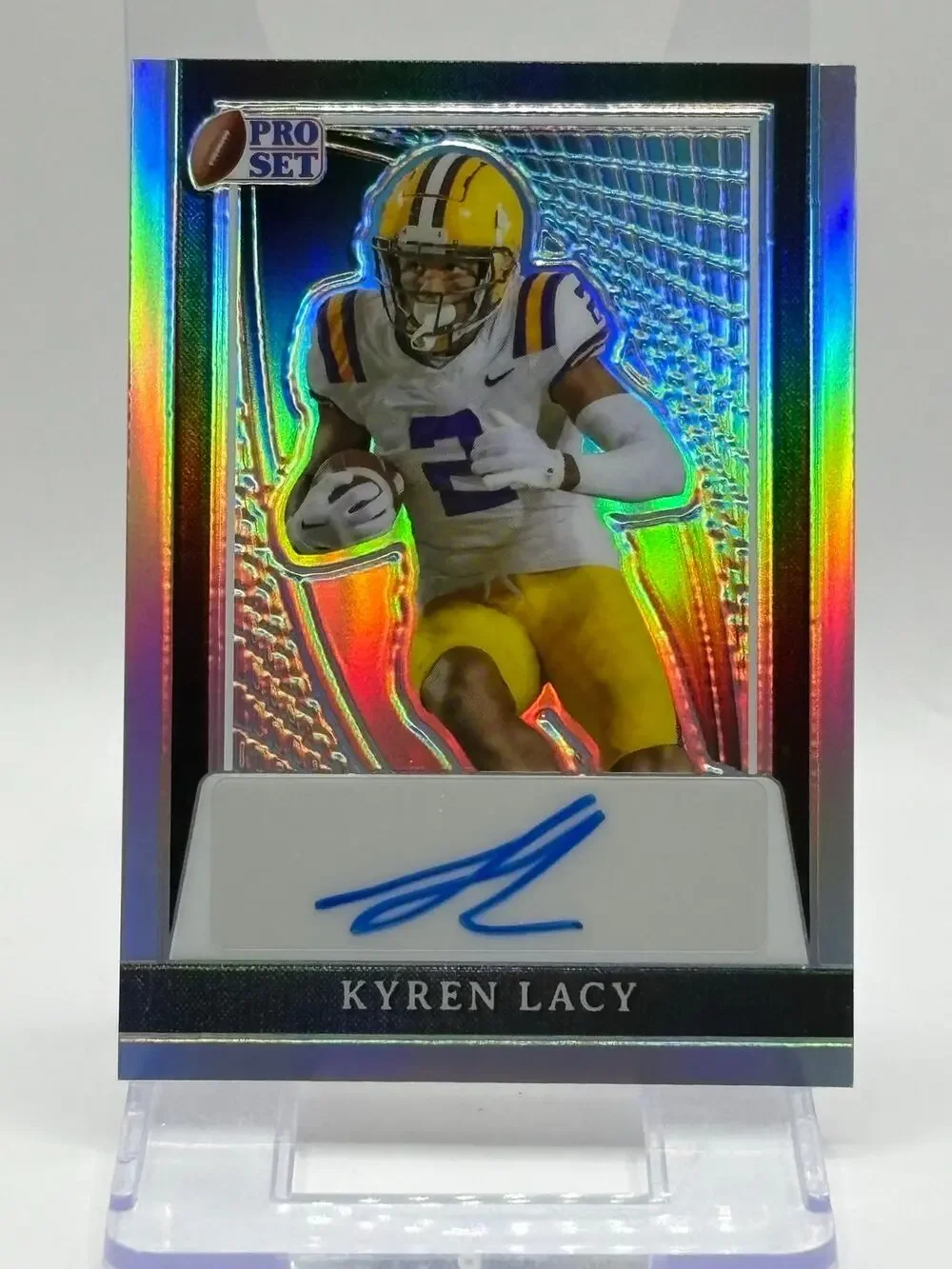 2024 Leaf Pro Set Metal Kyren Lacy Prismatic Silver Auto /25 SP LSU Tigers RIP